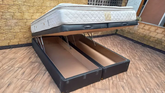 Entrego: Cama Box Queen Size com bau duplo Colchão Pilow top higienizado pronto para uso 