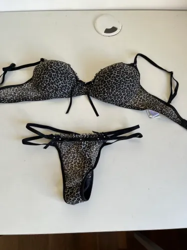 Conjunto lingerie animal print bojo renda tamanho P