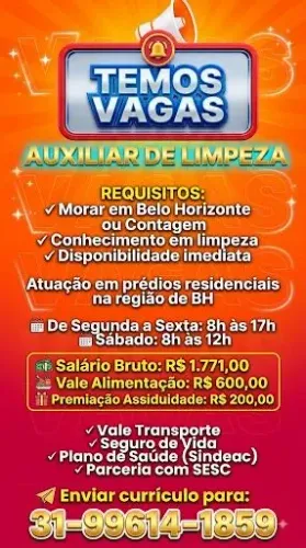 VAGA AUXILIAR DE LIMPEZA