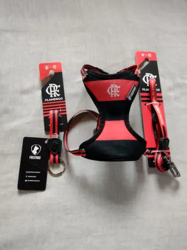 Peitoral e Guia Flamengo+Chaveiro Flamengo<br>