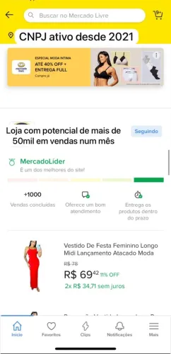E-commerce Loja Moda Feminina FULL/FLEX COLETA Alto faturamento mensal