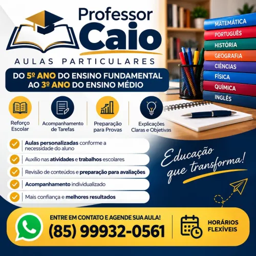 AULAS PARTICULARES DO 5º ANO AO 3º DO ENSINO MÉDIO