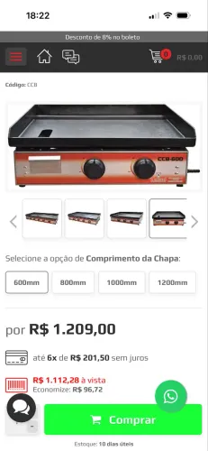 Chapa lanche tomasi ccb 600