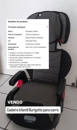 Cadeirinha infantil para automóvel Burigotto