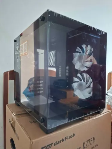 Gabinete Gamer Aquário Aigo Darkflash Korgan K275M RGB - Lateral em Vidro Temperado C/ 3 f