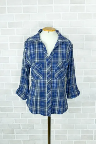 Camisa Xadrez Feminina Azul - Tam. 42 | Seminova