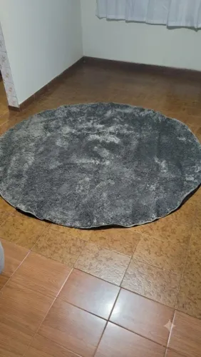 Tapete Felpudo Shaggy Redondo 190x190 cm - Super Macio Cinza