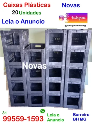Caixas Plásticas 20 peças Organização estoque loja auto indústria agro comercio fabrica