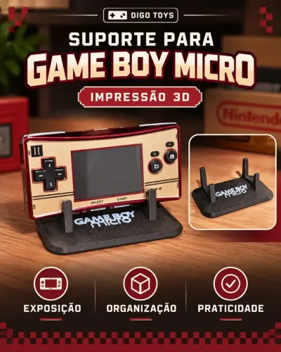 Suporte de Exibição para Game Boy Micro | Impressão 3D | Colecionador