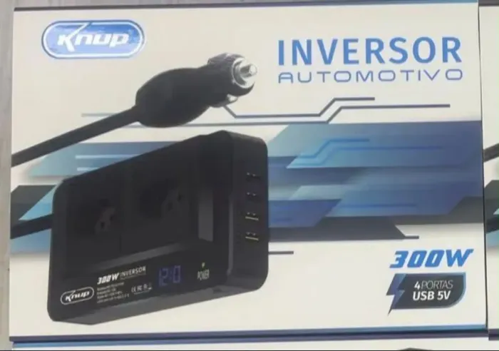 Inversor de tensão automotivo 300W 4 portas USB 5V Kanup