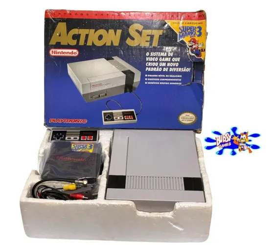 Nes 8 bits action set na caixa + jogo mario 3