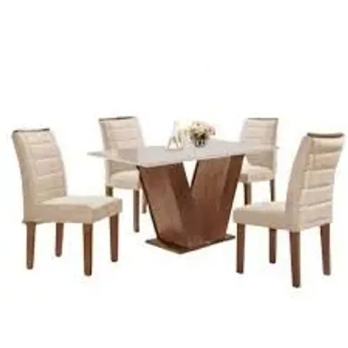 Mesa de Jantar em MDF de 4 Cadeiras 