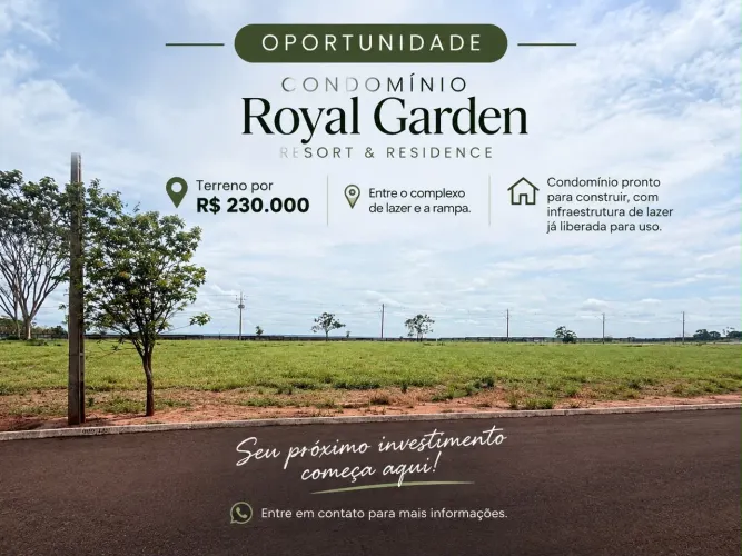 Oportunidade terreno em condomínio Royal Garden Resort e Residence em Porto Rico/Parana 