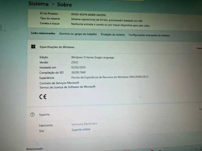 Notebook Samsung Book Celeron 4GB + SSD 256GB Full HD