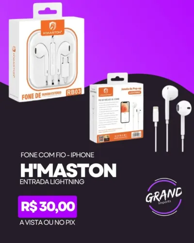 Fone com Fio Entrada Lightning iphone