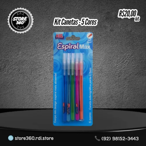 Kit Canetas - 5 Cores