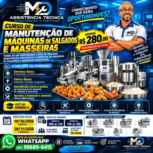 Curso de Manutenção de Maquina de Salgados e Masseira