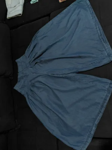 Calça- saia plissada jeans