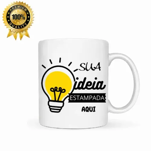 Caneca Personalizada Porcelana 325ml | Sua Arte, Foto, Nome, Frase, Logo, Time | Presentes