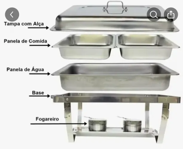 8295 - Rechoud Retangular 2 cubas de 6 lts (aço Inoxidável) / MARCA: IMPORT 