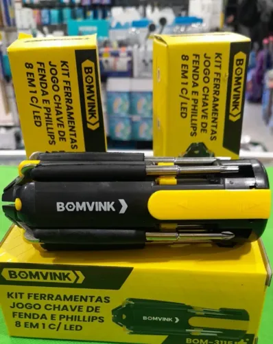 Kit de Ferramentas Jogo de Chave de Fenda e Phillips 8 em 1 Com Led - Entrega Grátis