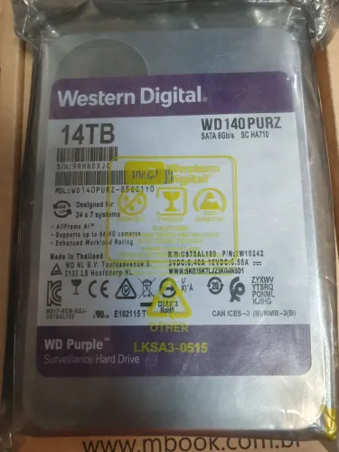 HD 14TB WD PURPLE. NOVO 
