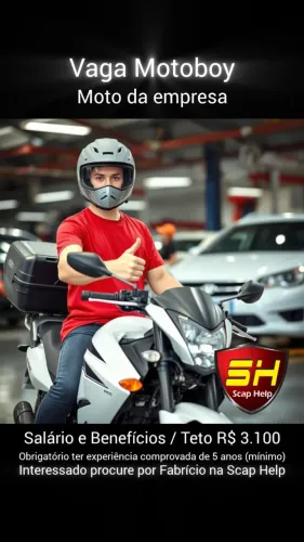 VAGA MOTOBOY CLT (MOTO DA EMPRESA) TOTAL R$ 3.100