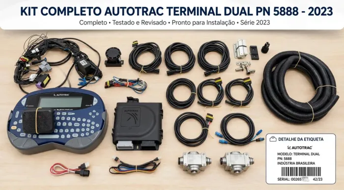 Kit Completo Autotrac Terminal Dual PN 5888 + Atuadores de Baú + Chicotes