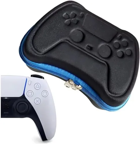Case para Controle PS5, Proteção com Zíper, Preto e Azul, ou todo preto