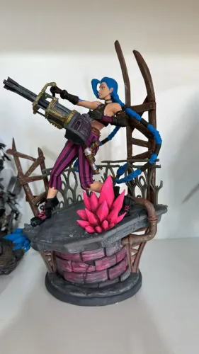Action figure boneco Jinx League of Legends LOL 25cm 3D filamento PLA pintado a mão
