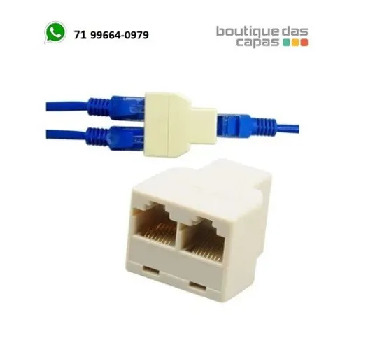 Adaptador Divisor Rj45 Para Cabos Rede 1 Entrada E 2 Saídas 