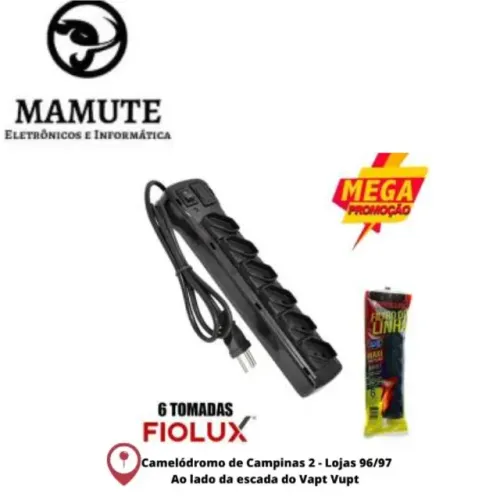 Régua Extensão Elétrica 6 TomadaA Filtro Linha Bivolt