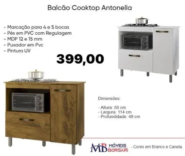 Balcão Cooktop Antonella- ENTREGA HOJE