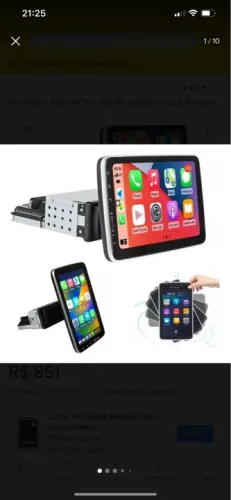 Multimidia Android 10.1  Gps Bluetooth 2+32gb Rotativa.