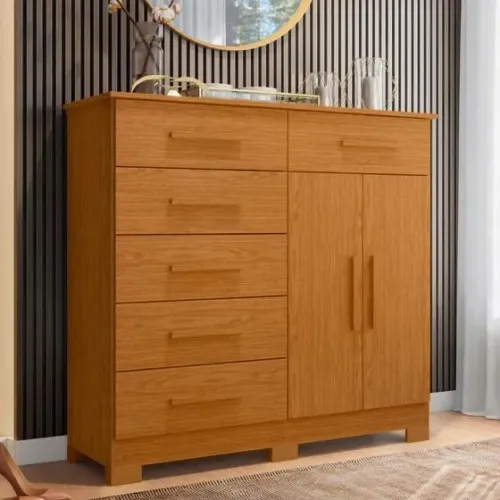 Cômoda 6 gavetas com 2 portas Xangai / FRETE GRÁTIS