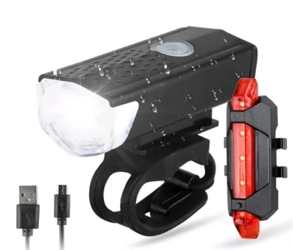 Kit Lanterna farol sinalizador dianteiro e traseiro para bicicleta bike recarregável