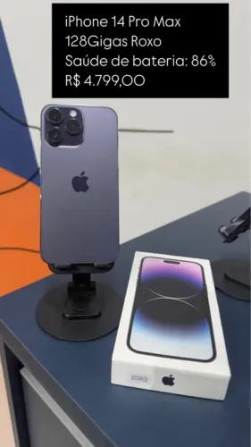Promoção iPhone 14 Pro Max 128GB Roxo Semi Novo - Saúde da bateria 86%