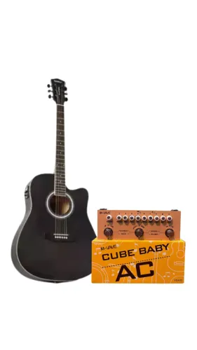 Violão Eletro Acustico Waldman Dce 41 Bkb Black Burst Aço +  M-vave VD633 Cube Baby AC