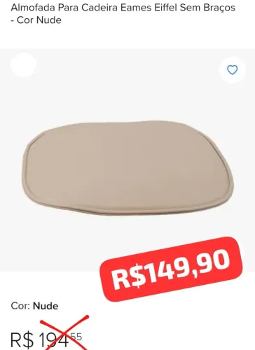 Almofada para Cadeira Eames Eiffel - Cor Nude