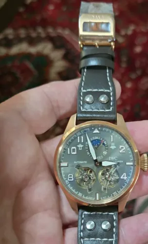 Relógio Estilo IWC Big Pilot em Aço Inoxidável e Pulseira de Couro