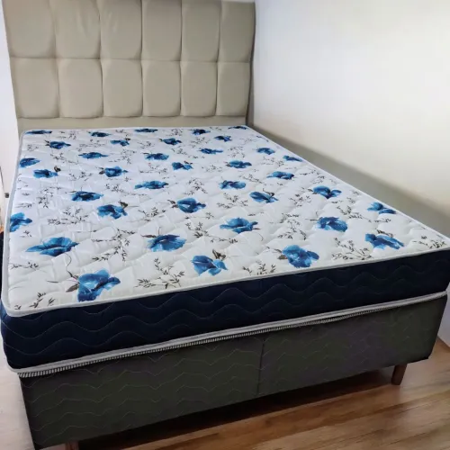 Cama Box Casal Completa com Colchão de Flores