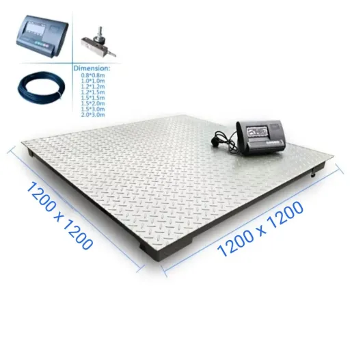 Balança Digital 2000kg Plataforma 1,20 x 1,20 com bateria- Inmetro