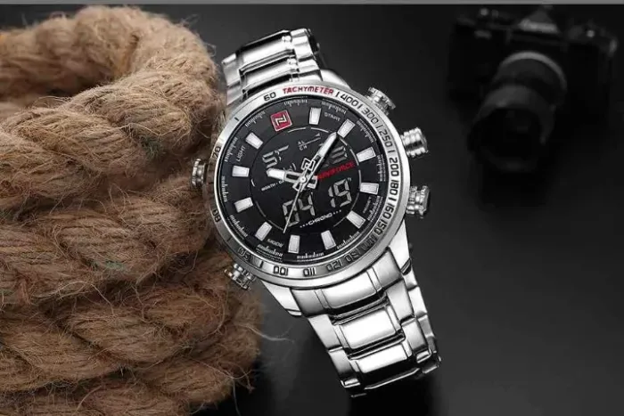 Relógio Masculino Naviforce 9093 - Prata, Aço Inox, 48mm, 3BAR, Luminoso, Importado