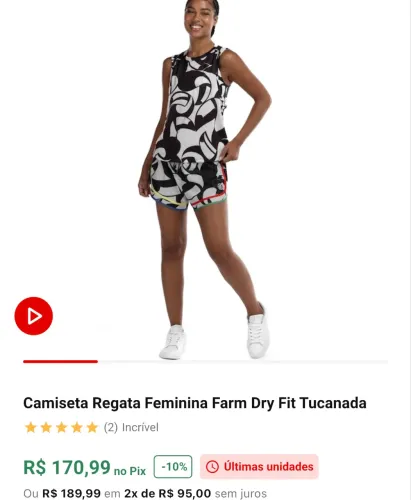 Camiseta NOVA Regata Feminina Farm Dry Fit. Estampa: Tucanada. NOVA. Tamanho: M.