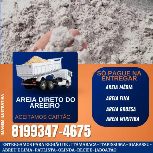 Areia direto o Areeiro tipo Miritiba Areia de Fingir Areia grossa carrada com 12 metros 