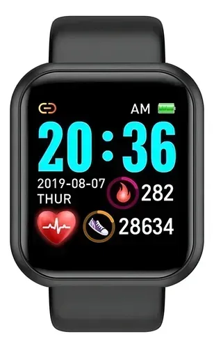 Relógio Smartwatch D20 Atividade Física Mede Pressão Preto Desenho Da Pulseira Lisa