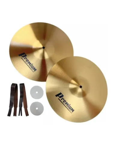 KIT 7 SETEMBRO Chimbal Hihat Brass + Correia Alça Com Feltro Para Prato De Fanfarra