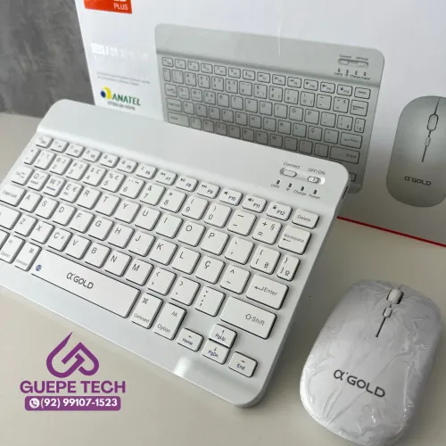 Teclado Com Mouse - Branco E Rosa