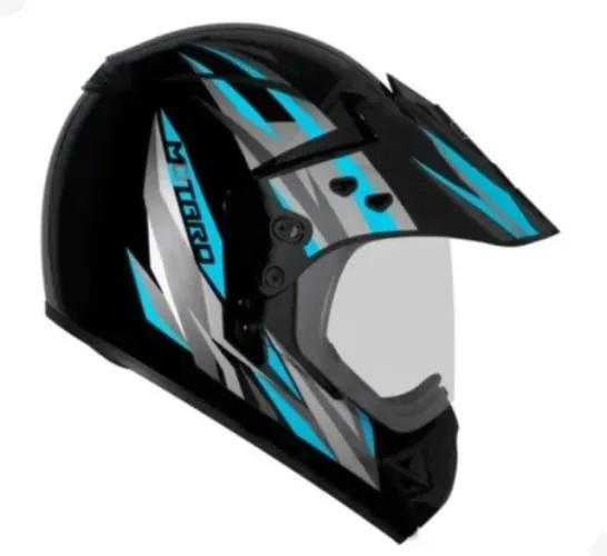 Capacete Ebf Cross Montard New Street - Preto/Azul Tiffany 58