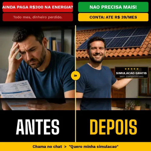 Energia Solar - Reduza até 95% da Conta | Parcela Menor que sua Fatura Atual